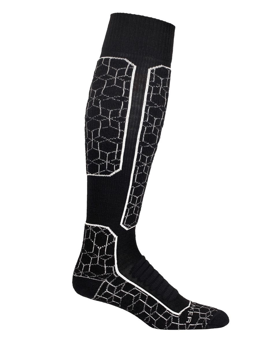 Black / Snow Men's Icebreaker Merino Ski+ Medium Over the Calf Alpine Geo Socks | USA 1005NWYB